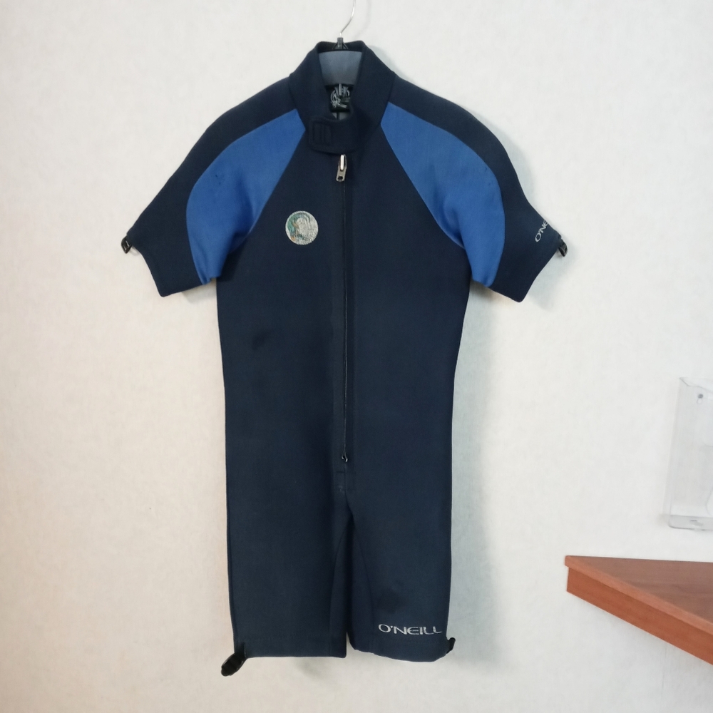 O'Neill Unisex Wetsuit Size Medium Blue Shorts Short Sleeve Zip Front Men Women.